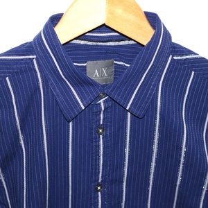 Armani Exchange Blue Long-Sleeved Shirt